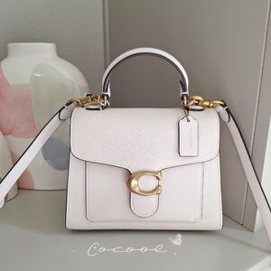 New Coach Tabby 20 Mini Leather Top Handle Bag in Chalk  - NWT